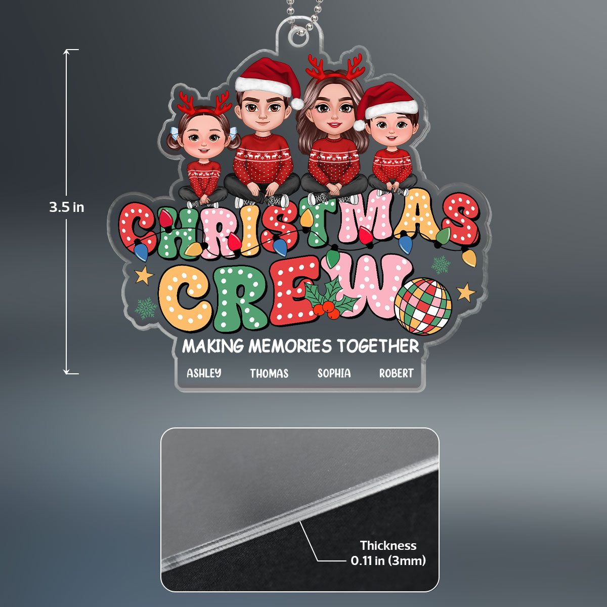Christmas Crew Making Memories Together Family Personalized Acrylic Ornament, Family Christmas Gift