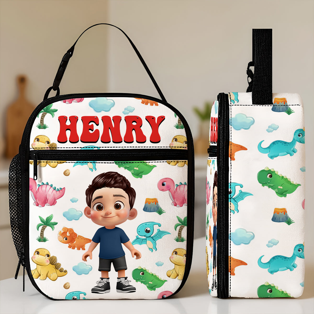 Cute Kid Dinosaurs Cars Astronaut Unicorn Mermaid Personalized Insulated Kid Lunch Bag, Back To School gift