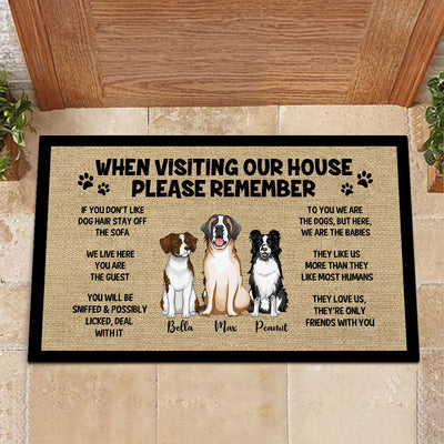 Please Remember When Visiting Dogs House Home Decor Funny Gift For Dog Lover Personalized Doormat