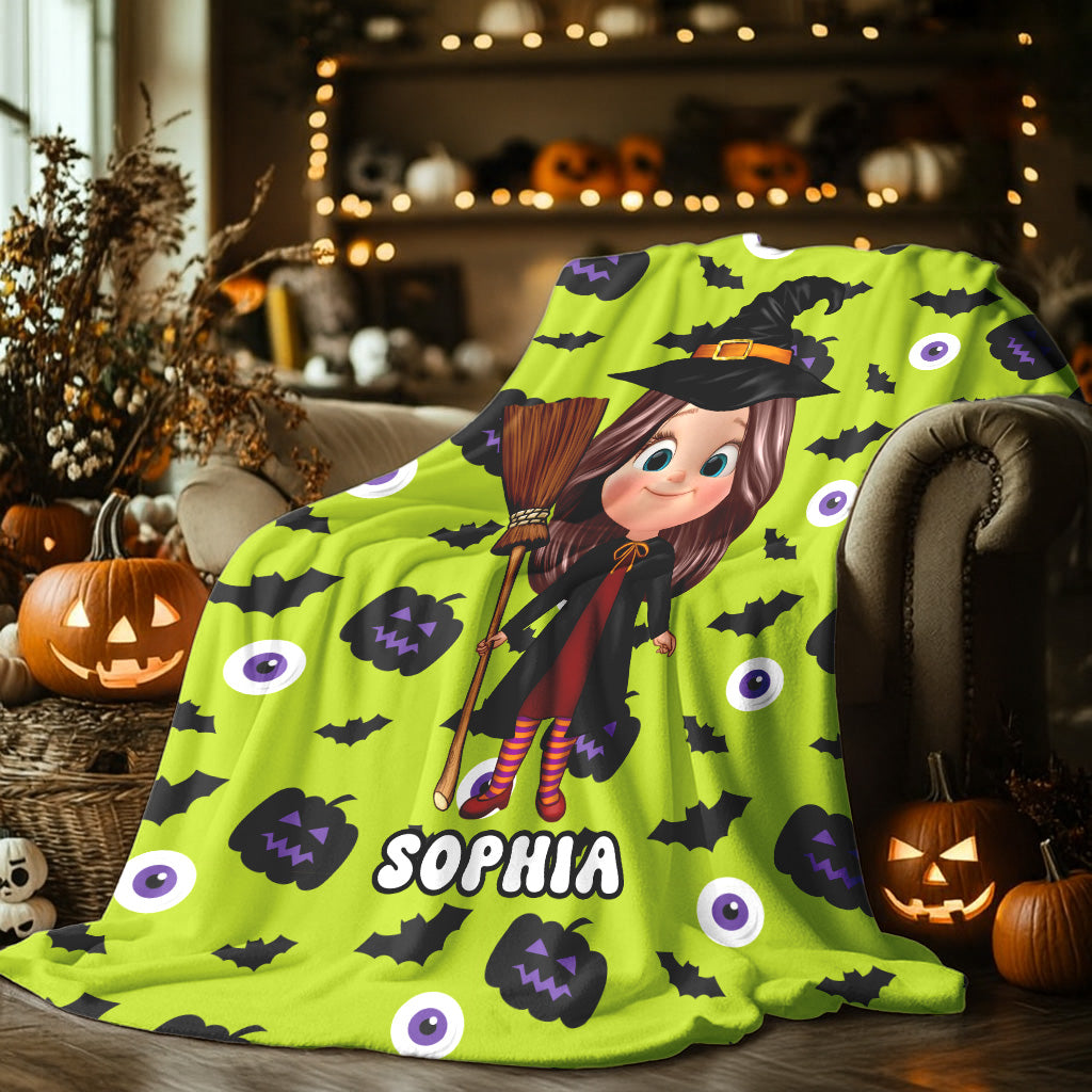 Halloween Theme Custom Characters Personalized Fleece Blanket, Fun & Unique Halloween Gift For Kids, Grandkids
