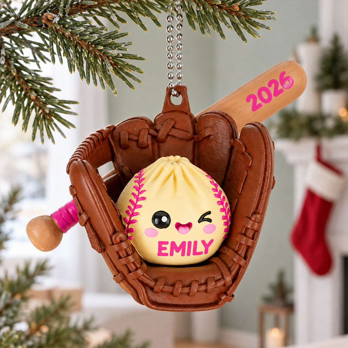 Custom Baseball Softball Cute Dumpling - Personalized 3D Baseball Figurine Ornament - Christmas Gift for Daughter, Son, Grandkids