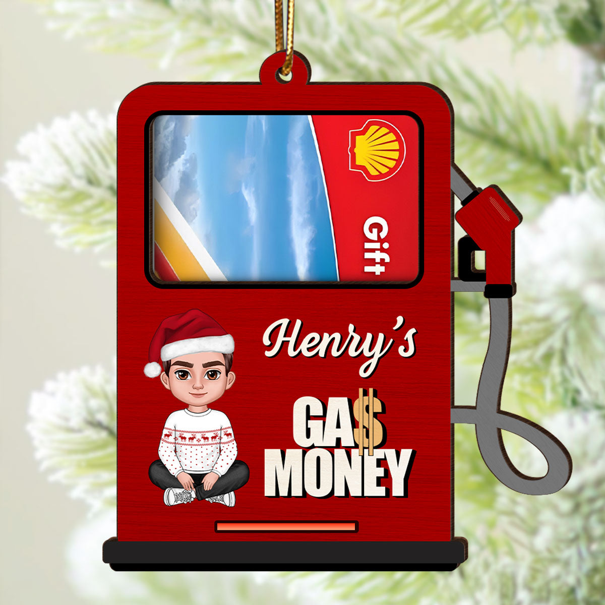 Hidden Message Gas Pump Shaped Personalized Gas Money Holder Ornament, Unique Christmas Gift For Teenager Driver, Funny 16 Birthday Gift
