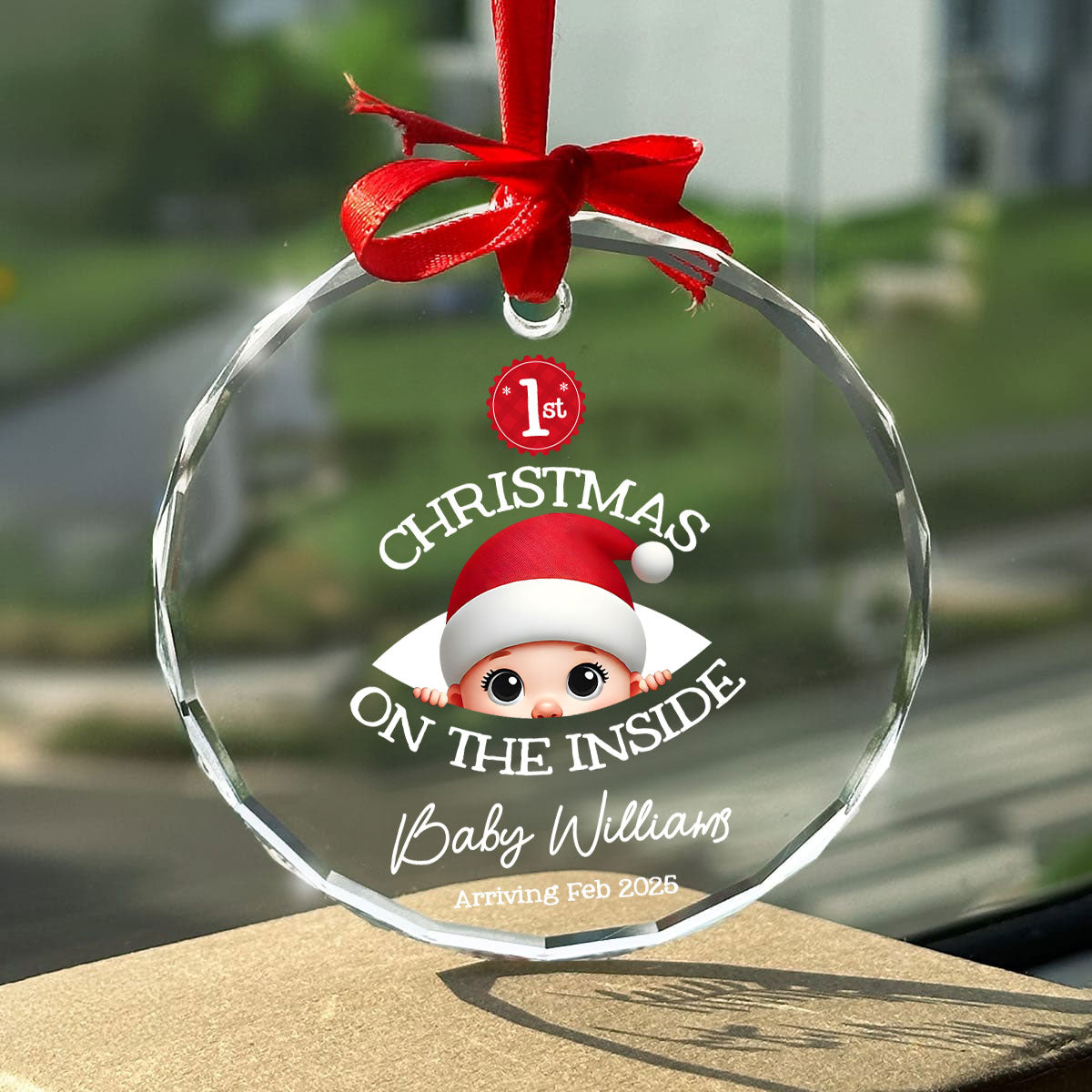 Personalized Baby's First Christmas On the Inside Glass Ornament, Custom Pregnancy Reveal Ornament, Expecting Parents