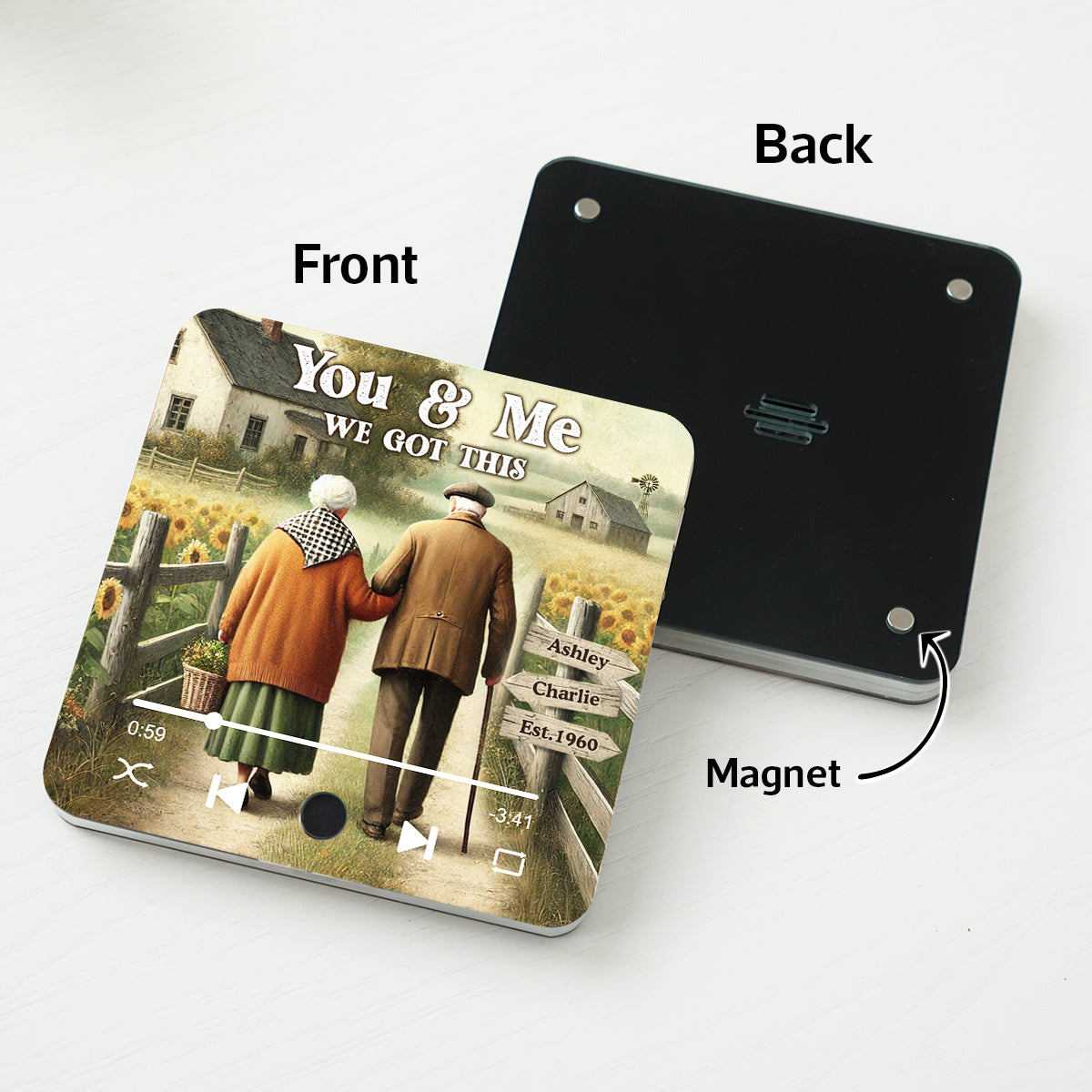 Eternal Love Couple Growing Old Together Personalized Bluetooth Music Fridge Magnet, Heartfelt 2025  Gift For Couple, For Him, For Her, Boyfriend, Girlfriend, Husband, Wife