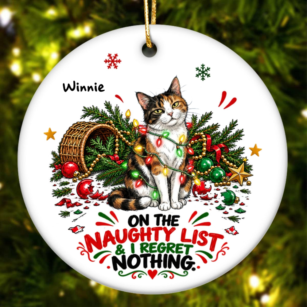 Everything Is Fine Bossy Cat Portrait From Your Photo - Personalized Ceramic Ornament - Funny Christmas Tree Decor For Cat Lovers