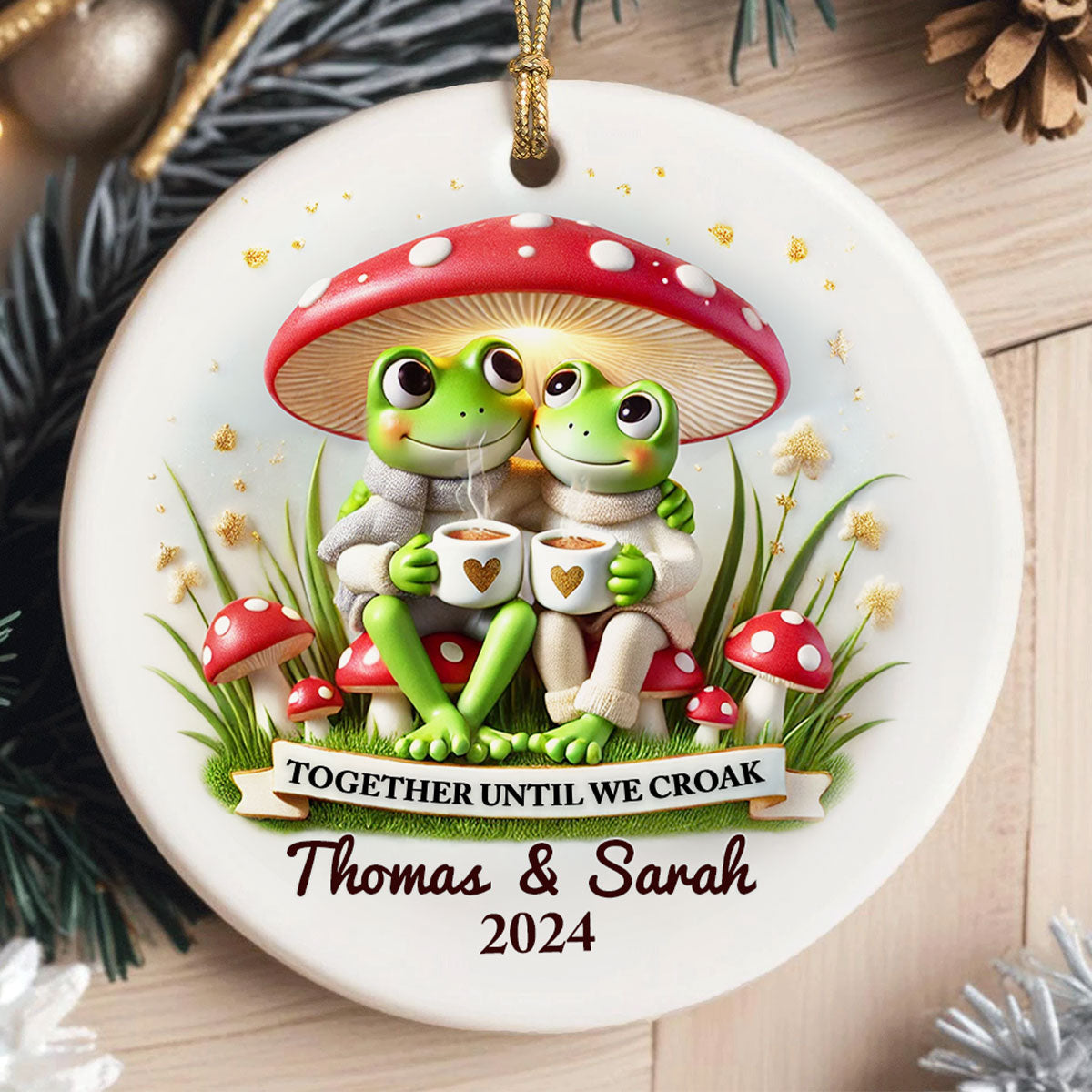 Together Until We Croak Couple Togetherness Keepsake 2D Flat Personalized Ceramic Ornament