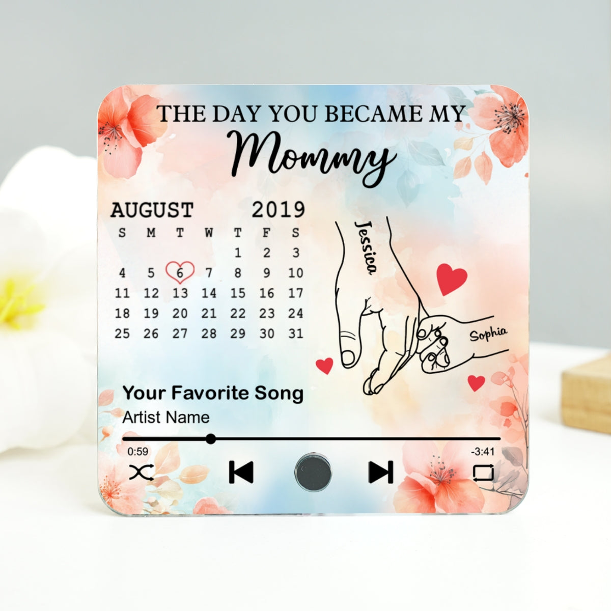 The Day You Became My Mom Grandma Custom Calendar Personalized Music Fridge Magnet, Birthday, Mother's Day, Just Because Gift for Mom, Grandma