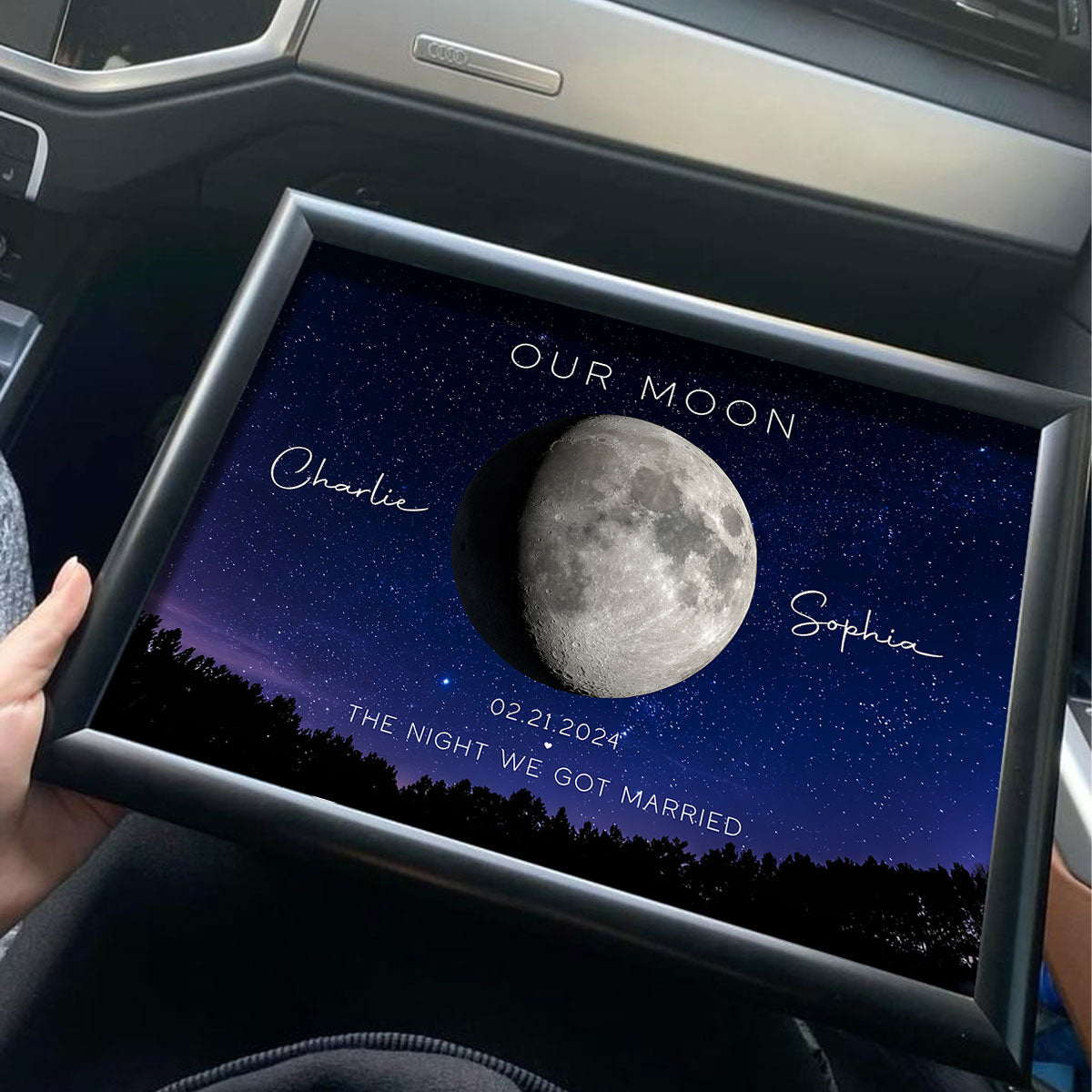 Our Moon Couple Gift Moon Phase Art Anniversary for Wife, Gift for Husband Wedding Anniversary - Personalized Poster - Gift For Husband Dad Grandpa