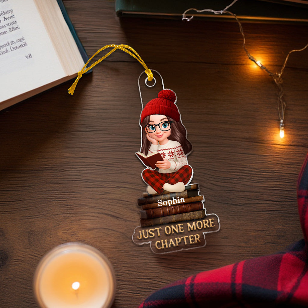 Christmas Cozy Vibe Retro Vintage Books Just One More Chapter - Personalized Acrylic Ornament - Christmas Gift For Book Lovers