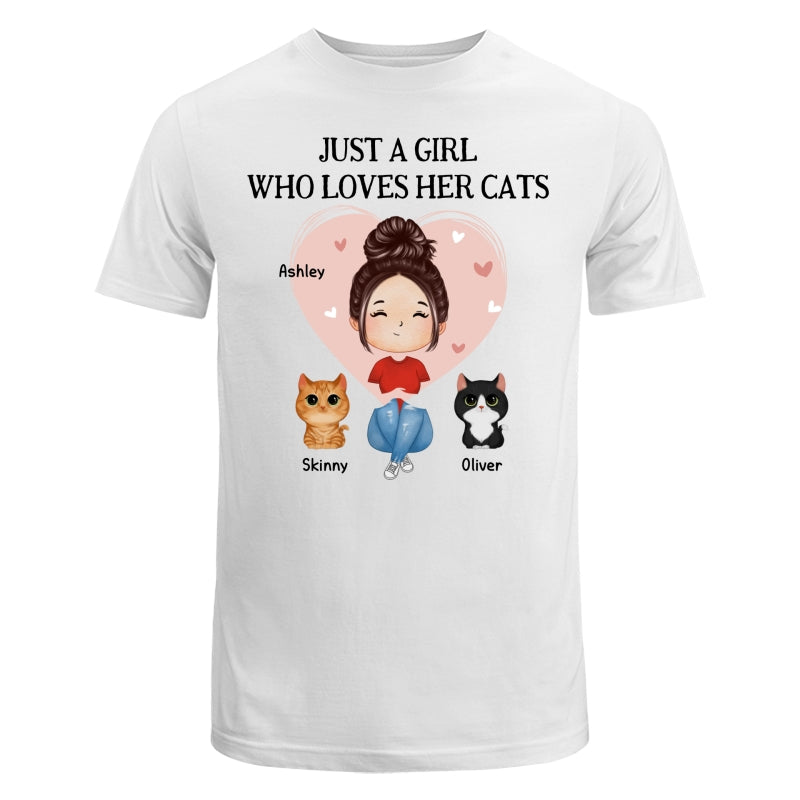 Pink Heart Watercolor Woman Sitting With Watercolor Cute Cats Personalized Shirt
