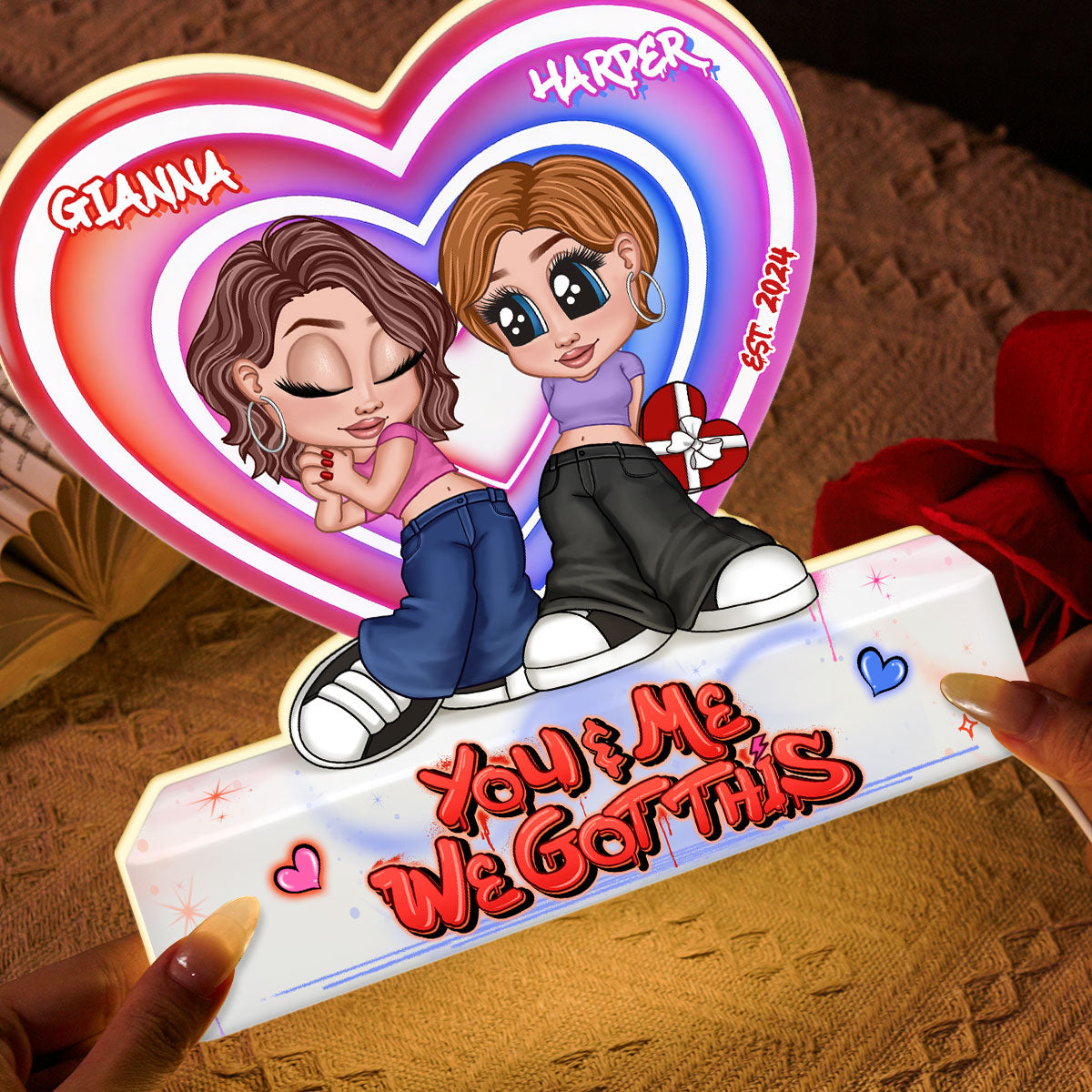 Eternal Love Y2K Couple - Personalized Light Box - Heartfelt Valentine's Day Gift, Anniversary Gift For Couple, For Him, For Her