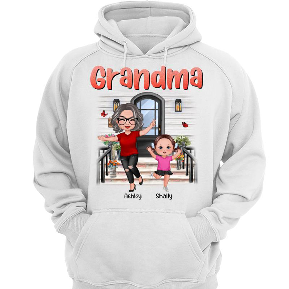 Happy Doll Grandma Grandkids Front Porch Personalized Shirt