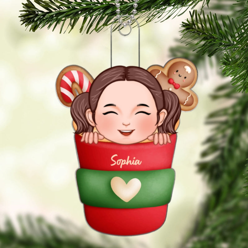 Christmas Hot Cocoa Gift For Kids Grandkids Personalized Acrylic Ornament