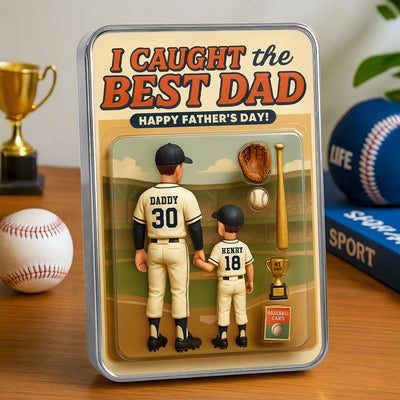 We Caught the Best Dad Baseball Custom Action Figure Personalized Mirrored Picture Frame, Father's Day Gift for Dad, Gift for Husband