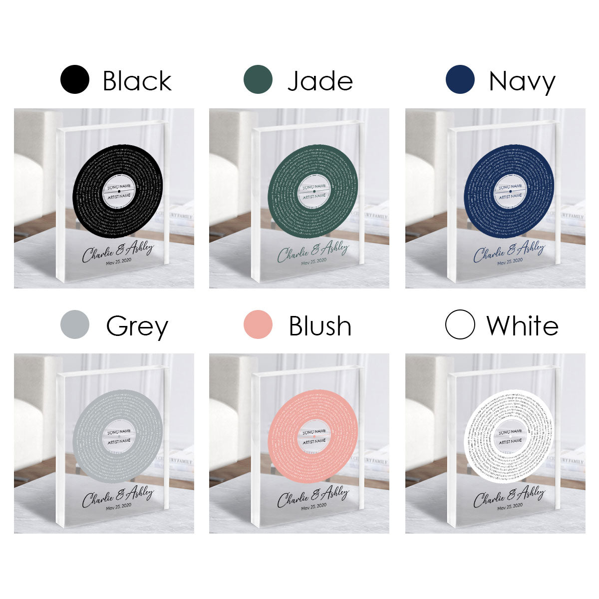 Personalized Vinyl Record Song with Lyrics Personalized Acrylic Block Plaque, Personalized Gift for Her, Wedding Song Gift
