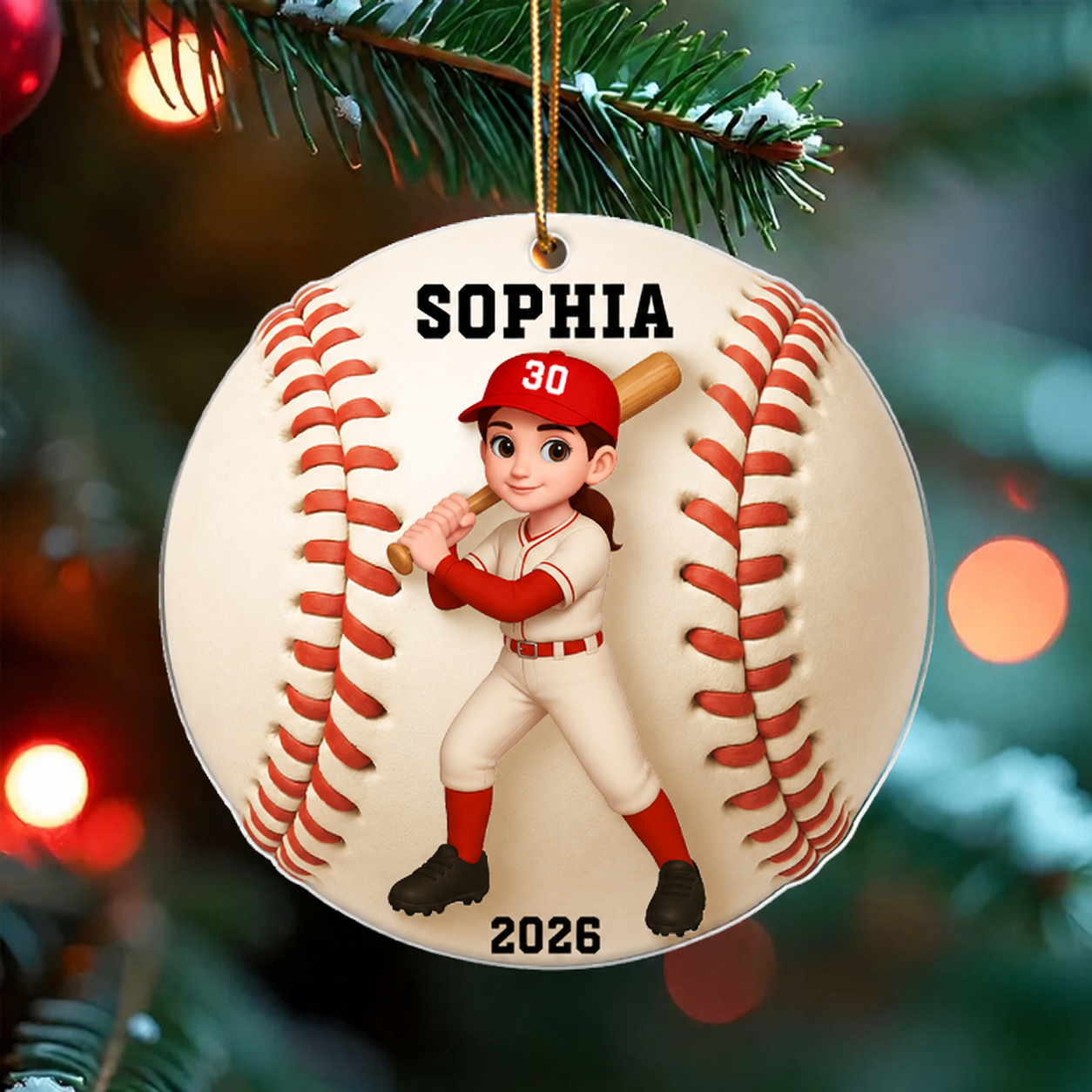 Baseball Player 3D Effect - Personalized Acrylic Ornament - Christmas Gift For Teen Boy Girl, Daughter Son Granddaughter Grandson