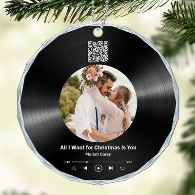 Custom Song Photo Scannable QR Code Couple Personalized Acrylic Ornament