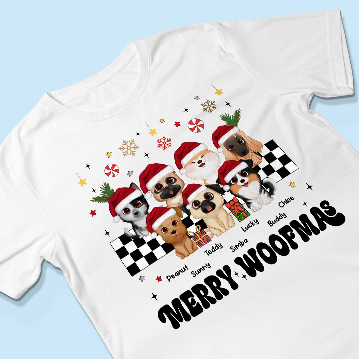 Merry Woofmas Dog Mama Vintage Style Personalized Christmas Shirt