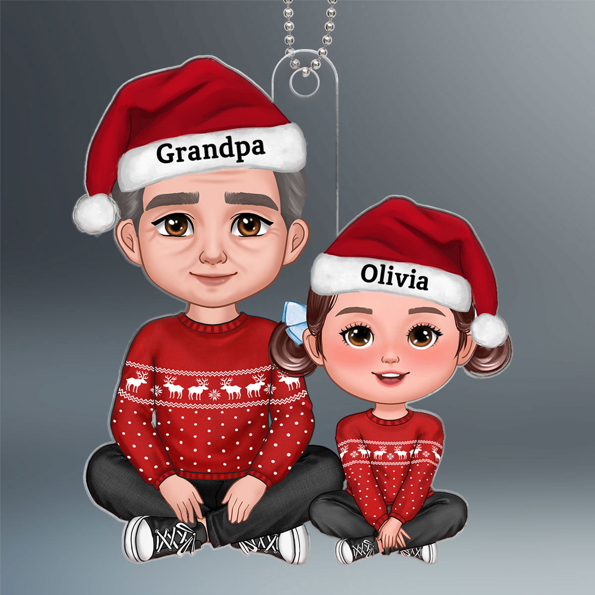 Grandpa Grandkid Crossed Legs Christmas Gift For Granddaughter Grandson Personalized Acrylic Ornament