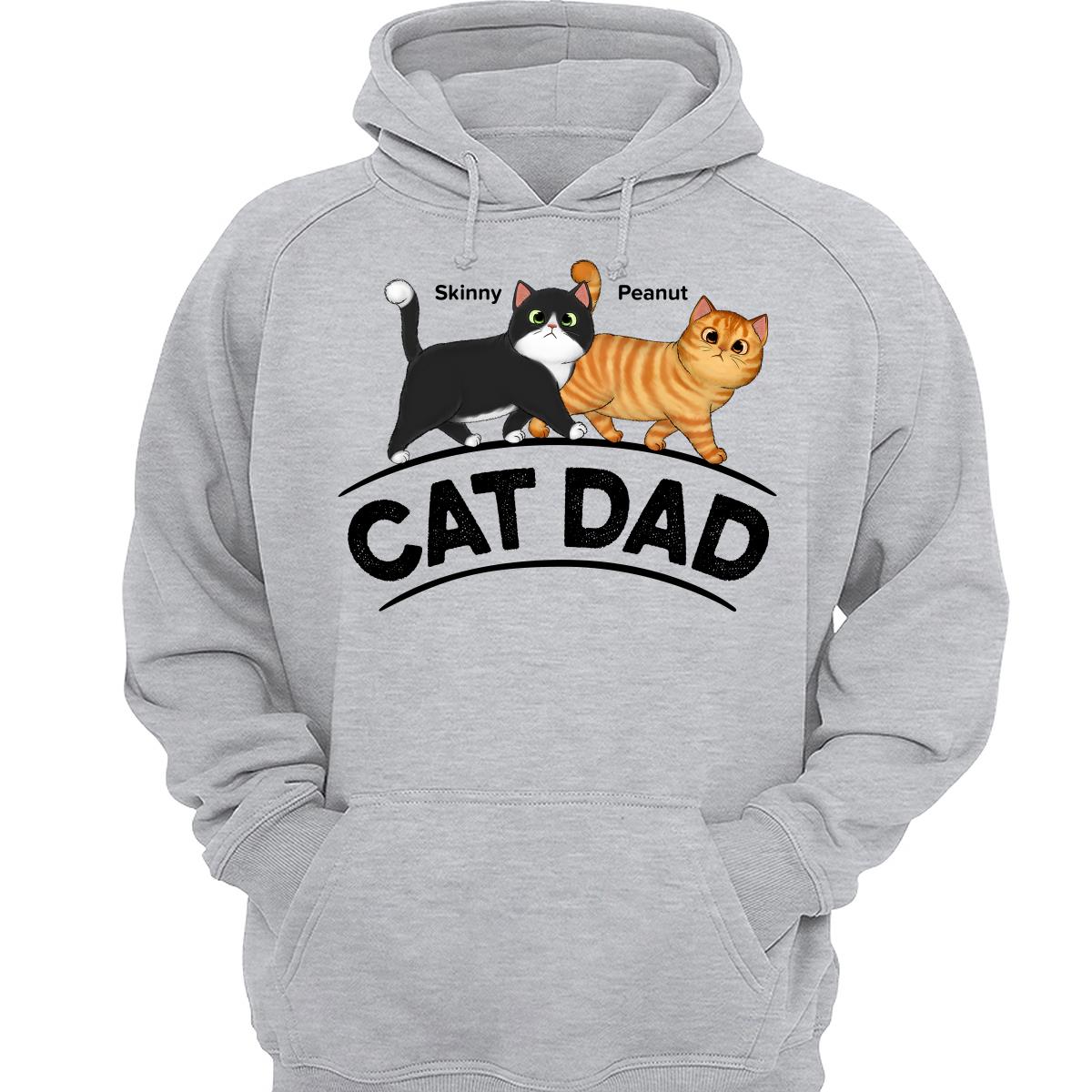 Cat Dad Fluffy Walking Cats Personalized Shirt