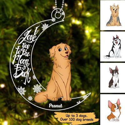 Cartoon Dog On Moon Christmas Gift Personalized Acrylic Ornament