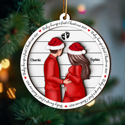 Baby Bump's First Christmas, Growing Family, Personalized Pregnancy 2-Layer Wooden Ornament