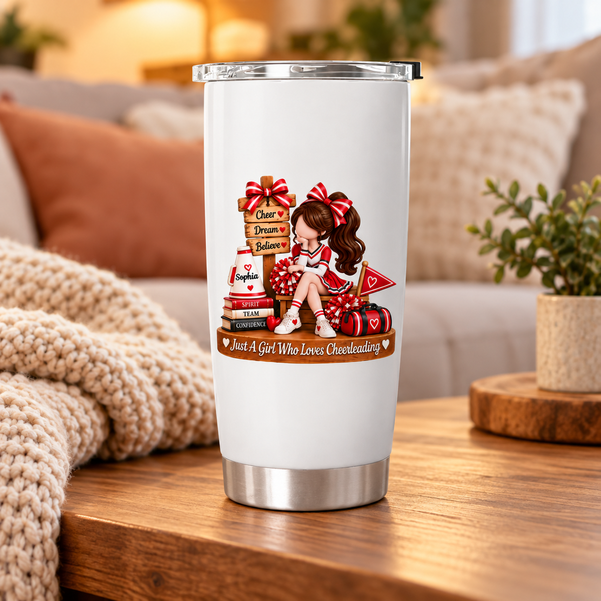Just a Girl Who Loves Cheerleading - Personalized Tumbler - Christmas Gift for Daughter, Granddaughter