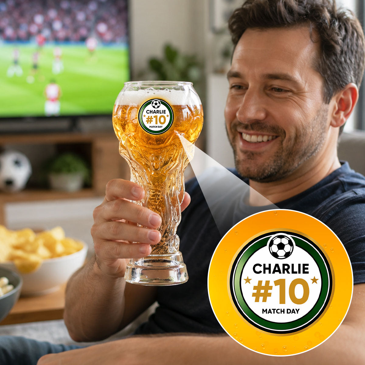World Cup 2026 Match Day Football Soccer Game - Personalized Trophy Beer Glass - Birthday Gift for Him, Gift for Dad