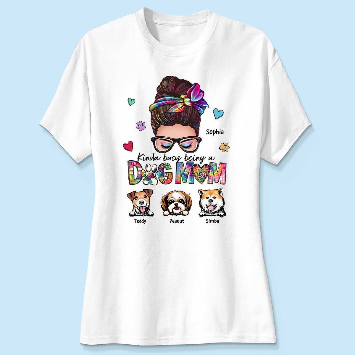 Kinda Busy Being A Dog Mom Messy Bun Personalized Shirt