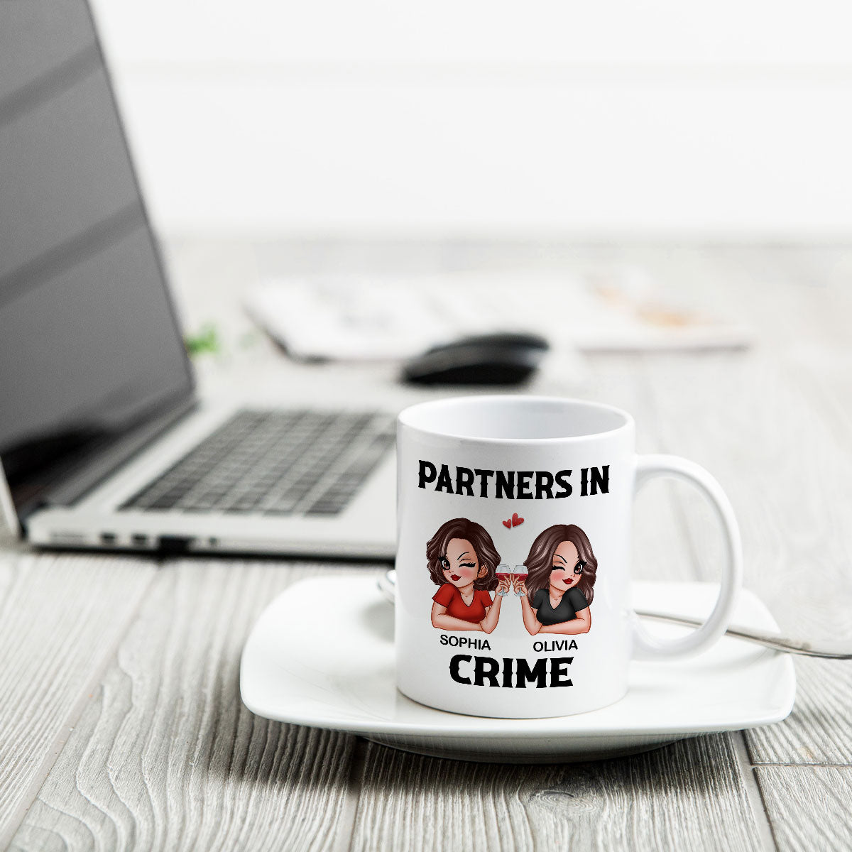 Partner In Crime Besties Funny Friendship Gift Best Friend Personalized Mug