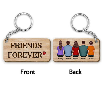Back View Man Woman Always Friends Gift For Besties Personalized Wooden Keychain