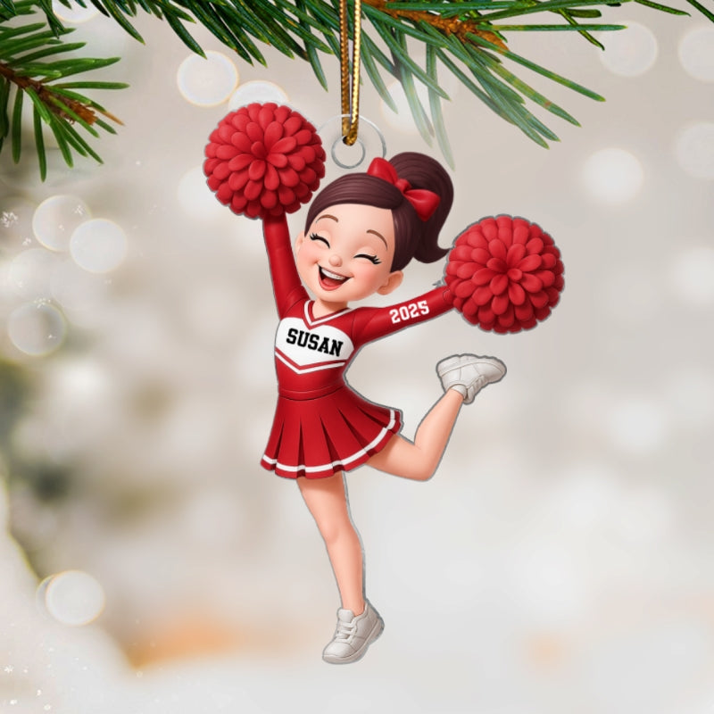 Personalized 3D Effect Cheerleader Girl Personalized Acrylic Ornament, Christmas Gift for Daughter, for Granddaughter
