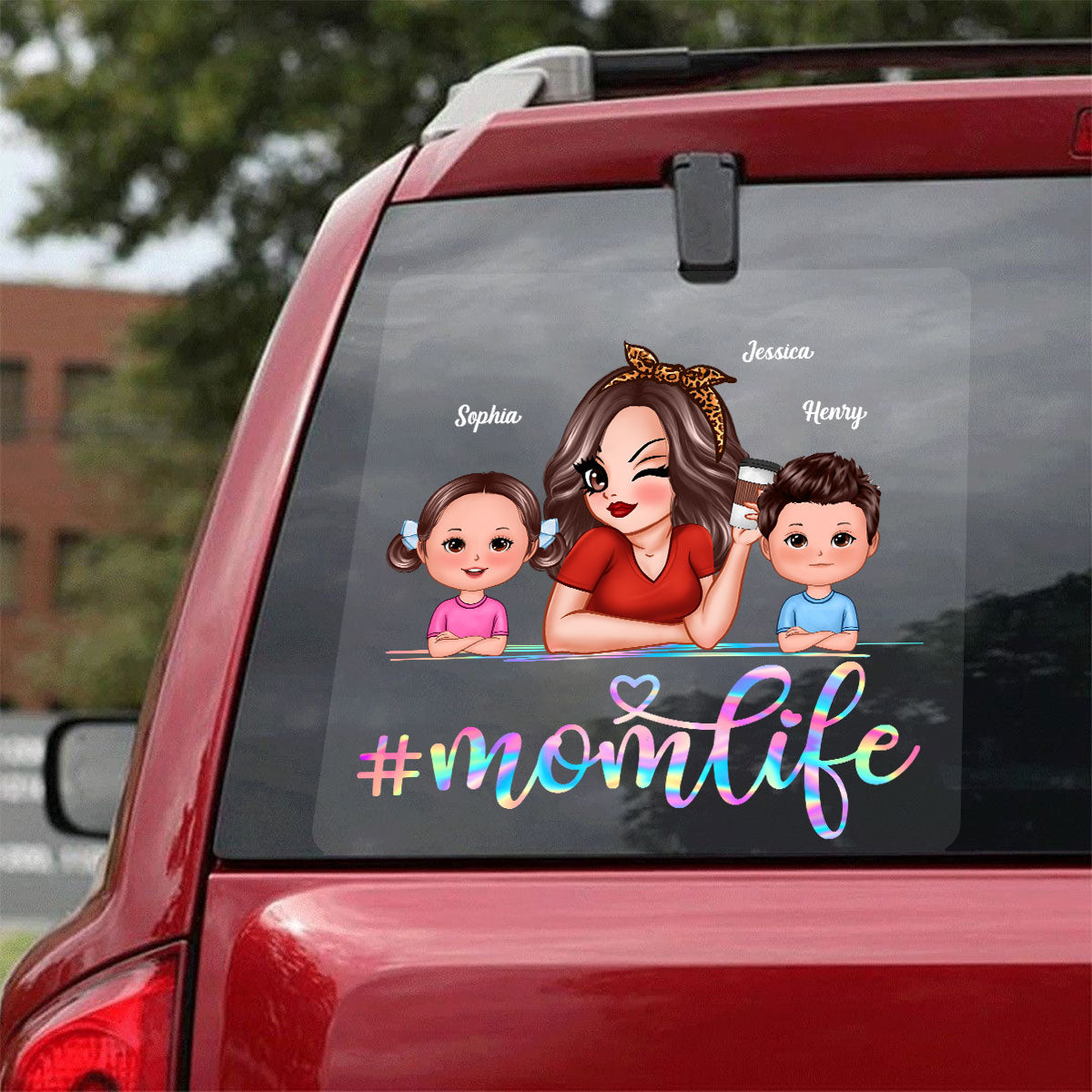 Mom Life Cute Kids Decor On Car Fridge Window Personalized Decal