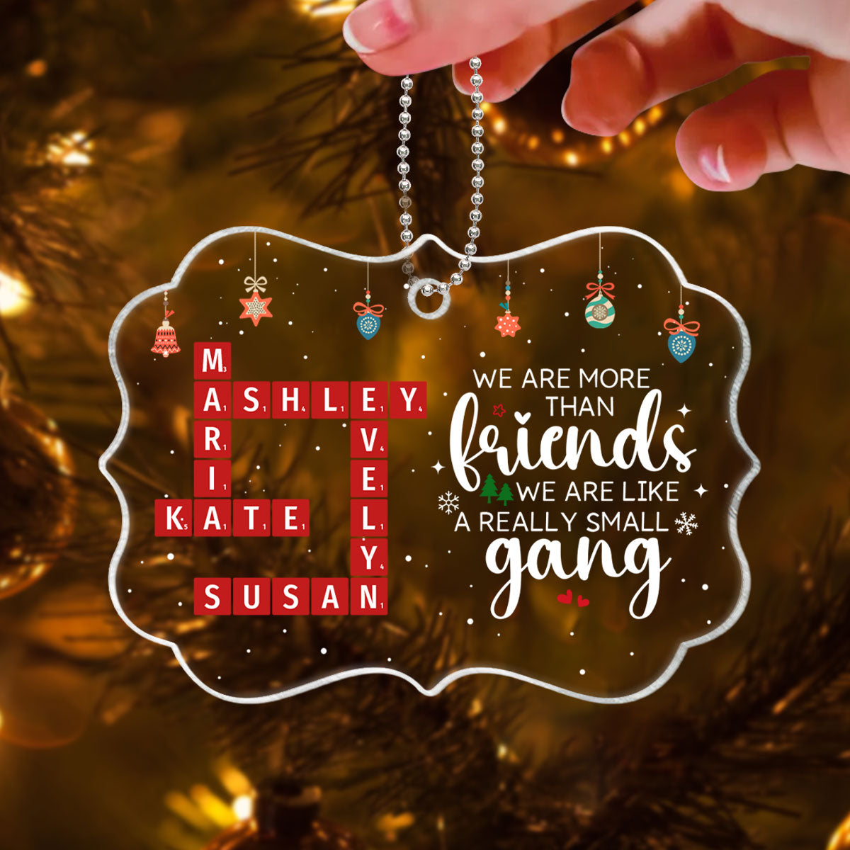 We Are More Than Friends Crossword Personalized Acrylic Ornament, Unique Christmas Gifts For Besties, Best Friends