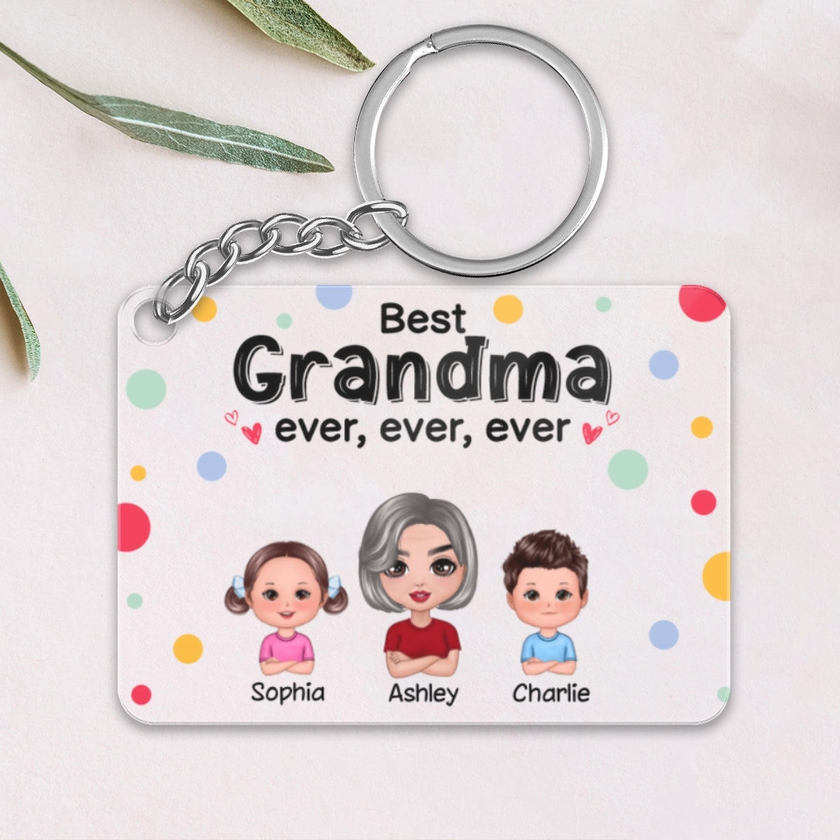Best Grandma Mom Dad Grandpa Ever Doll Man Woman With Kids Personalized Acrylic Keychain