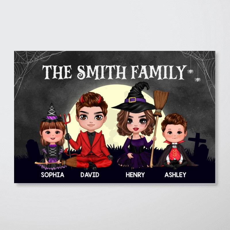 Halloween Family Sitting Personalized Poster, Halloween Decoration