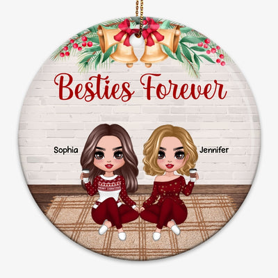 Doll Besties Sisters Sitting In House Personalized Circle Ornament