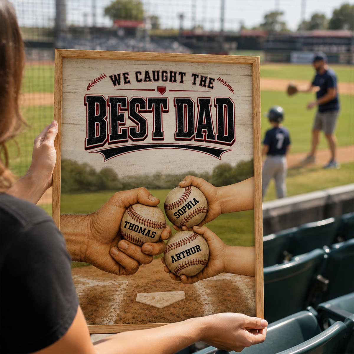 We Caught The Best Dad Baseball Fist Bump - Personalized Poster - Father's Day Gift For Dad