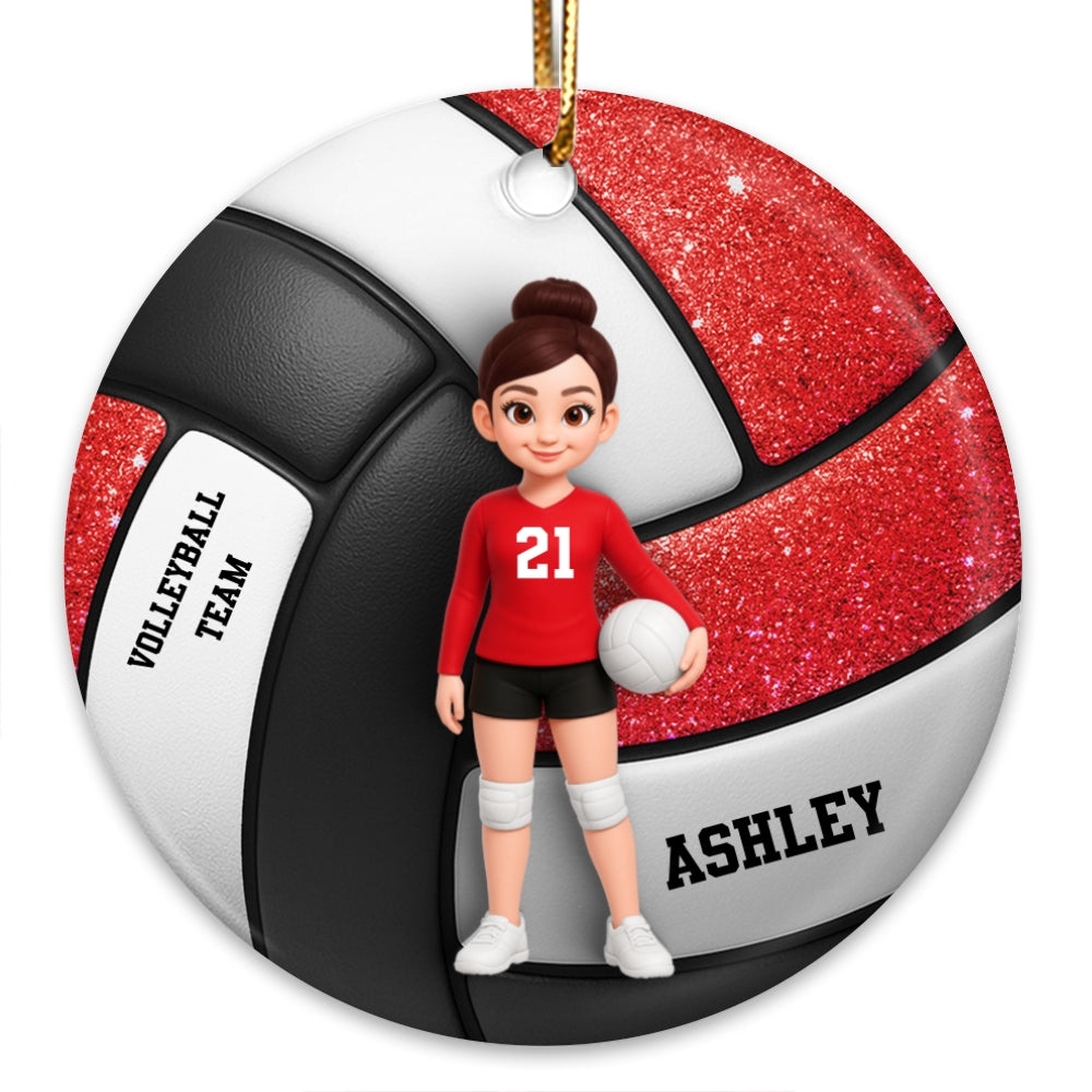 Volleyball Girl 3D Effect - Personalized Ceramic Ornament