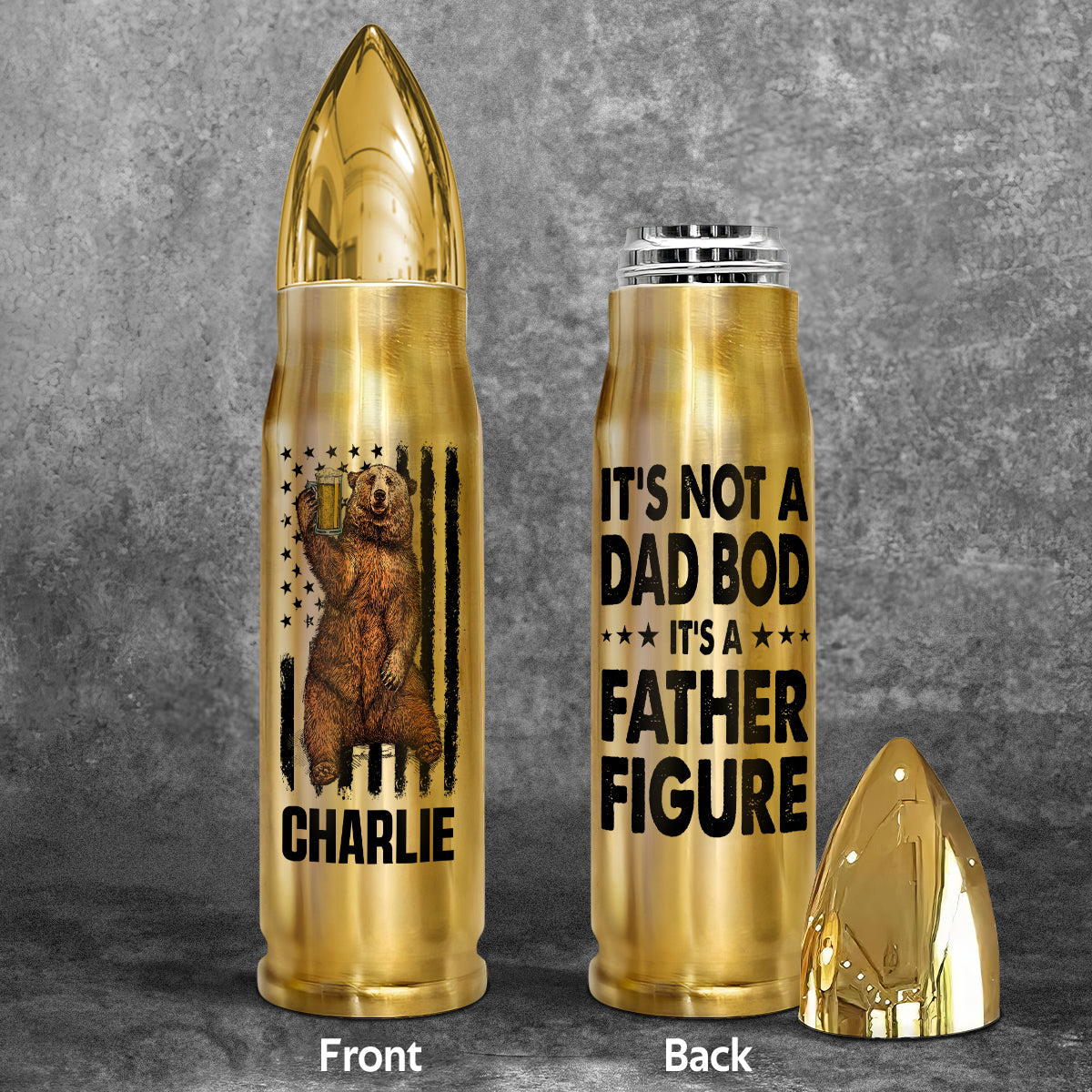 It‘s Not A Dad Bod It’s Father Figure Bear Flag Funny Gift For Husband Dad Personalized Bullet Tumbler