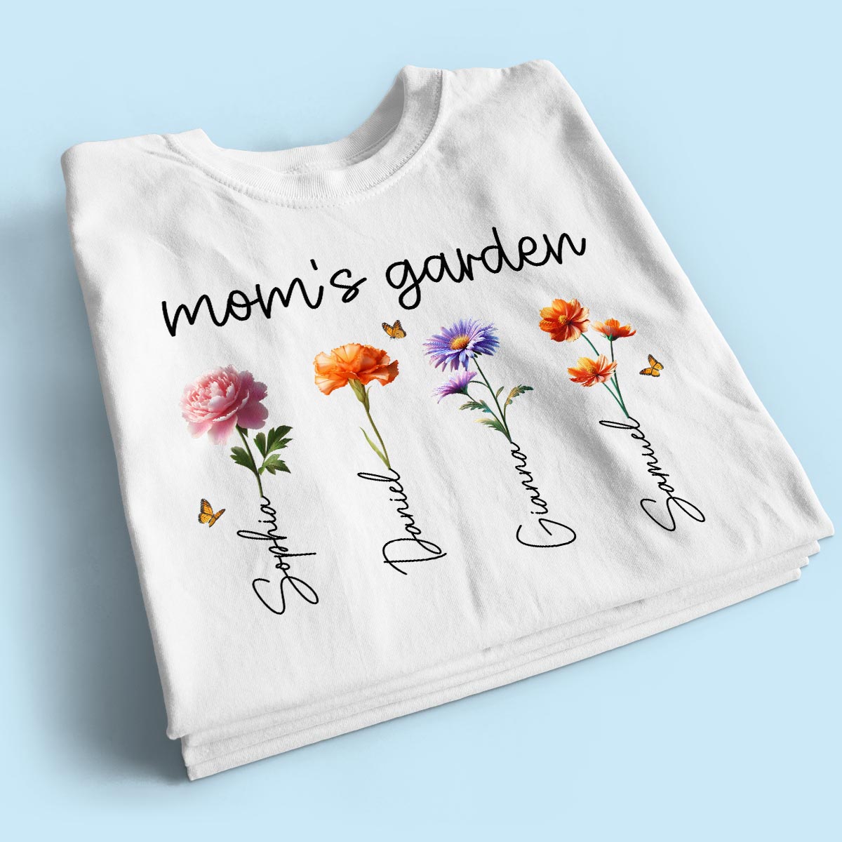 Mom's Garden 3D Effect Birth Month Flower Personalized Shirt