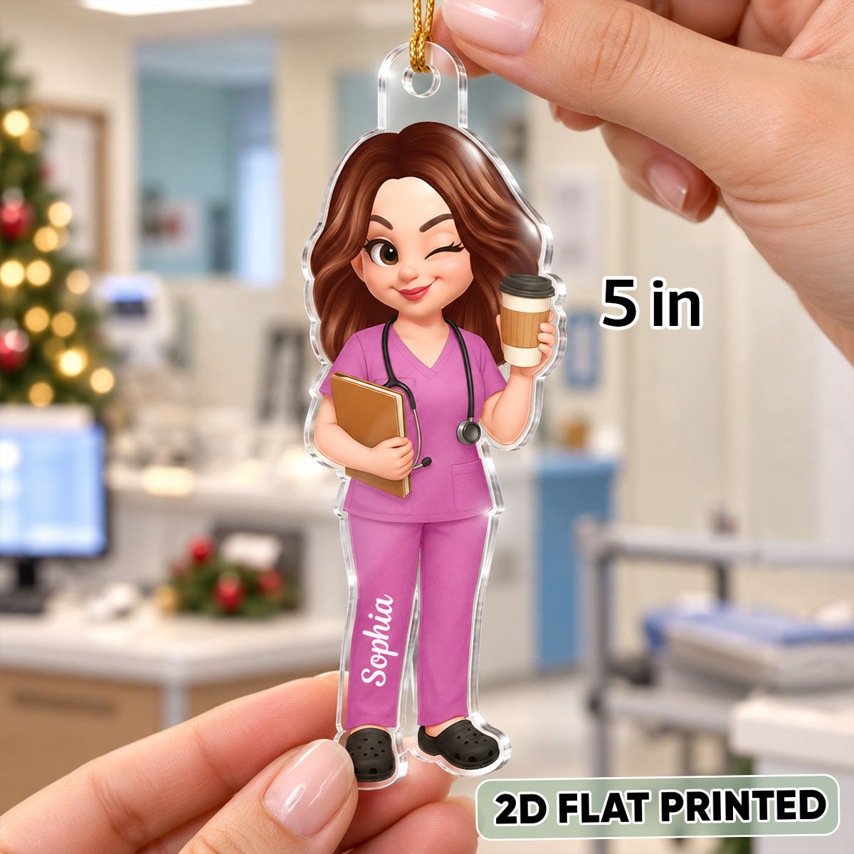 Nurse Uniform Custom Name - Personalized Acrylic Ornament - Christmas Gift for Wife, Daughter, Best Friends