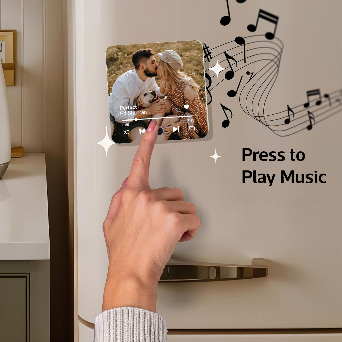 Custom Photo & Favorite Song Personalized Music Fridge Magnet,  Gift For Couple