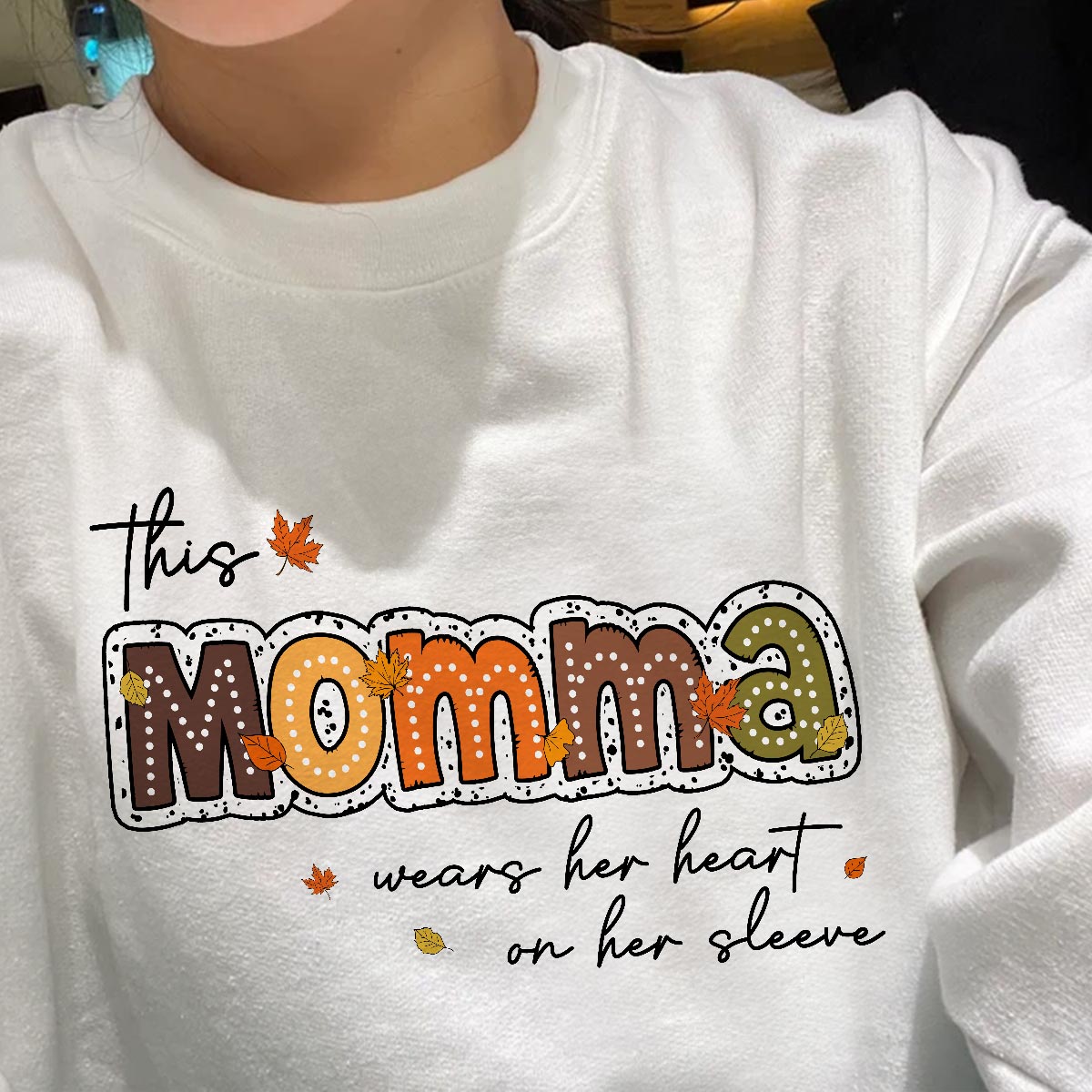 Fall Season This Grandma Wears Her Heart on Her Sleeve - Personalized Sweatshirt