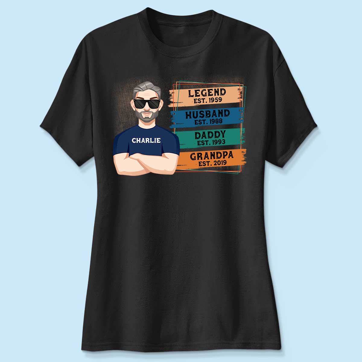 Legend Grandpa Est. Wooden Texture Personalized Shirt