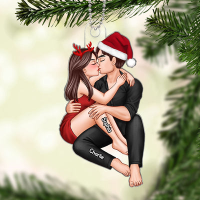 Christmas Couple Embrace & Kiss Gift For Him For Her Personalized Acrylic Ornament