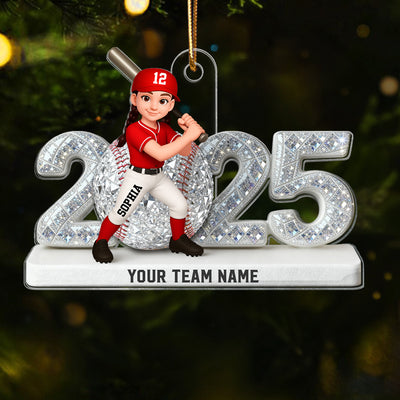 3D Shining Effect Christmas Baseball Player - Personalized Acrylic Ornament - Christmas Gift For Baseball Players