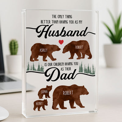 Bear Family Personalized Acrylic Block, Father's Day gift for Husband