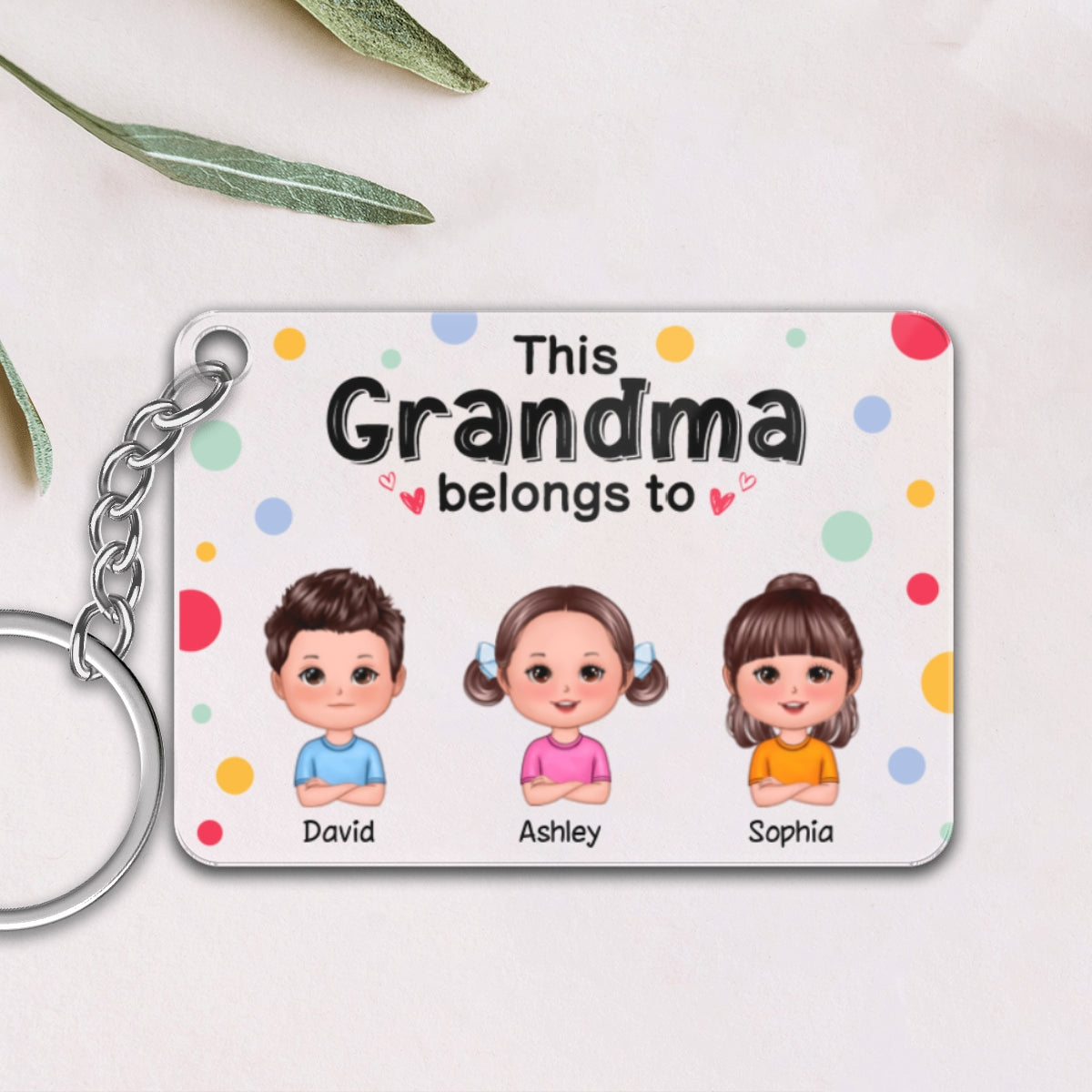 This Daddy Dad Mom Grandma Grandpa Belongs To Cute Doll Kids Personalized Acrylic Keychain