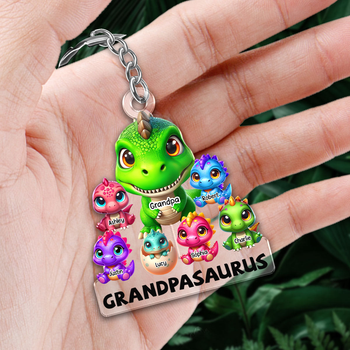 Grandpasaurus Daddysaurus And Kids Personalized Acrylic Keychain